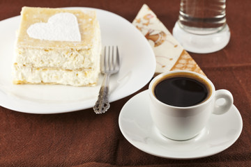 cup of coffee and cream pie