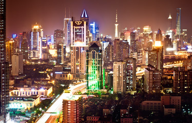 Shanghai Pudong skyline at night