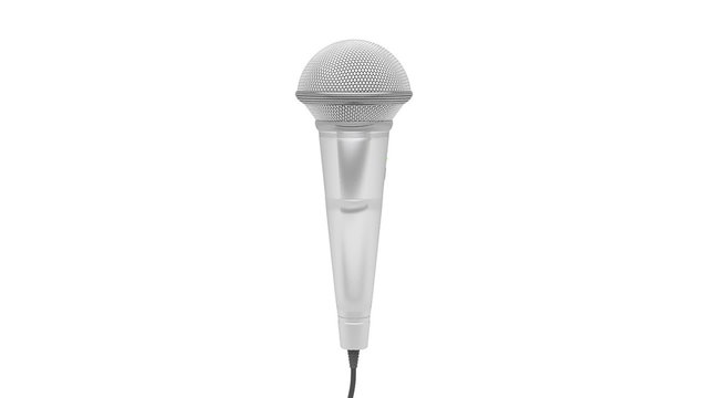 Microphone rotates on white background