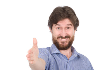 Fototapeta premium The man saying welcome