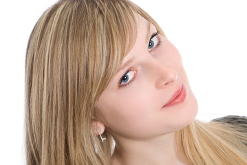 Sensual young blonde woman looking at camera studio shot