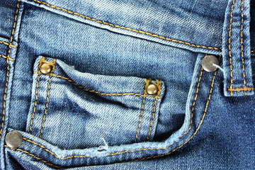 blue jeans pocket closeup.