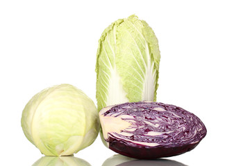 Fresh cabbages isolated on white