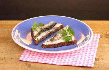 Tasty sandwiches with sprats