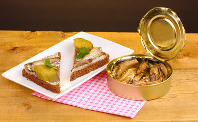 Tasty sandwiches with sprats