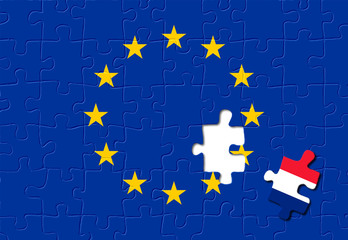 Jigsaw puzzle showing France is a part of the European Union