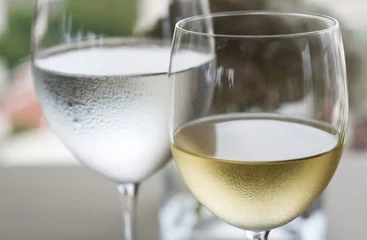 Photo sur Aluminium Vin White wine and water