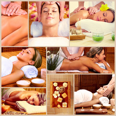 Obraz na płótnie Canvas Spa massage collage background.