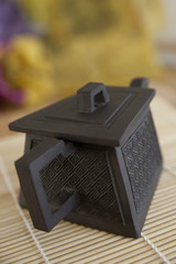 Hexagonal ceramic teapot