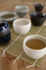 Green tea in a ceramic teacups
