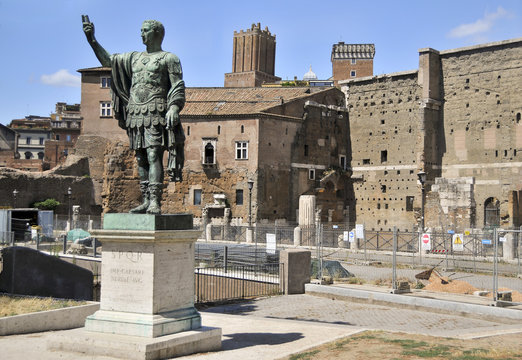 Bronze sculpture of Roman Emperor Augustus Caesar in Rome