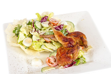 baked quail with the lemon and the eggs