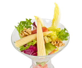 Shrimp cocktail  with corn and salmon
