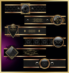 Vector set of vintage framed black and pink labels