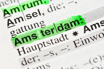 Amsterdam im Wörterbuch markiert