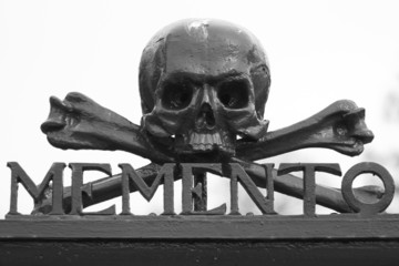 A skull at a graveyard