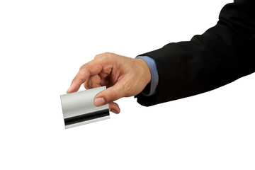 businessman and hand with credit card swipe