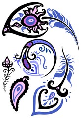 Set beautiful ornaments. Feathers. vector illustration isolated
