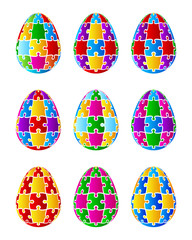 Isolated  Jigsaw Puzzle Easter Eggs. Vector
