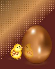 Easter chick is reflected on the egg
