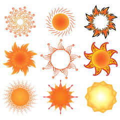 Set of stylized sun symbols