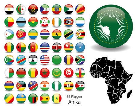 Afrika Flaggen Fahnen Set Buttons Icons Sprachen 5