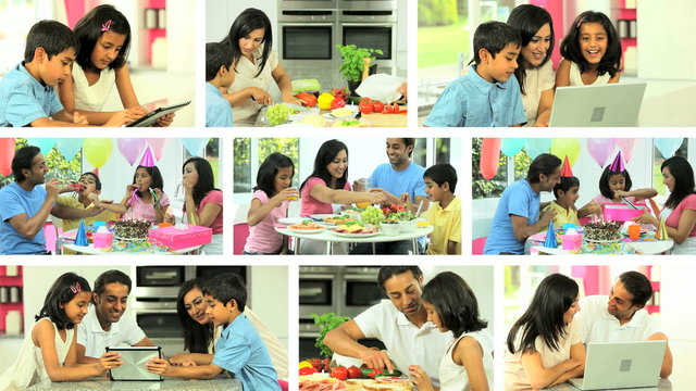 Montage Images of Asian Family Modern Lifestyle