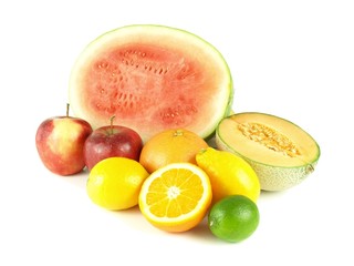 Watermelon, melon, orange and other tropical fruits