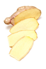 Root Ginger isolated on a white studio background.