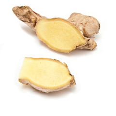 Root Ginger isolated on a white studio background.
