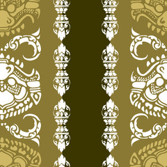 Vector seamless Cambodian floral pattern
