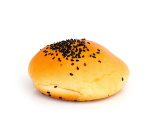 bun with sesame seeds isolated on white background