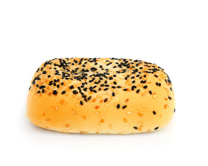 bun with sesame seeds isolated on white background