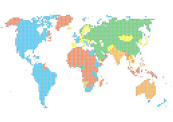 Dot Style World Map With Continents
