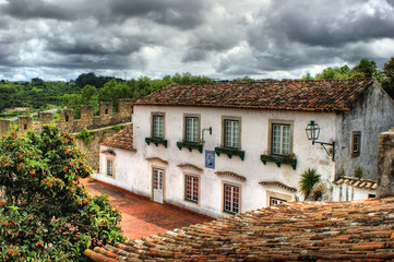 Houses of Obidos, a medieval vilaage in Portugal