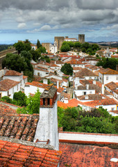 Houses of Obidos, a medieval vilaage in Portugal