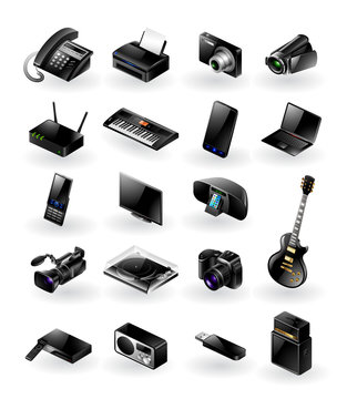 Mixed vector icon set - electronics in various categories