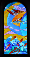 vitrail église thème mer
