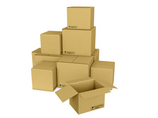 3d image trolley with boxes symbolizing bystrtsyu shipping and w