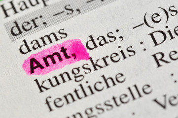 Amt im Wörterbuch markiert