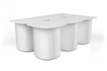 Yoghurt pots isolated on white