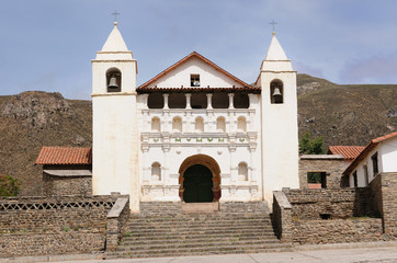 Fototapeta premium Colonial churcche in Peru, Coporaque, Colca canyon