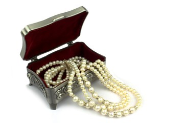 Jewelry box  and pearl necklace
