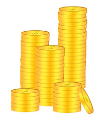 Stacks of Gold Coins Bullion Illustration