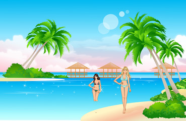 two girls at the beach © mcade