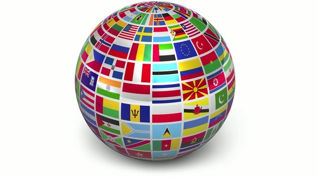 Rotating sphere with world flags