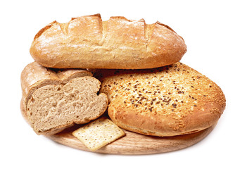 Fototapeta na wymiar Bread loafs variety isolated on white background