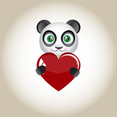 Panda bear with heart in paws