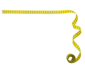 Tape measure right angle corner shape, isolated