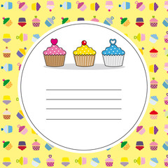 Tarjeta con un fondo de madalenas